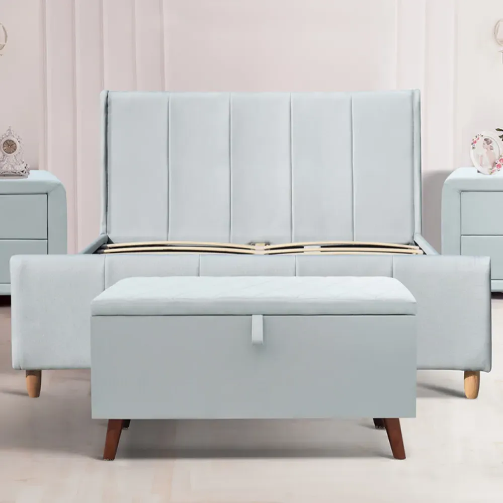 Brooklyn Double Bedroom Furniture Set - Blue, Linen