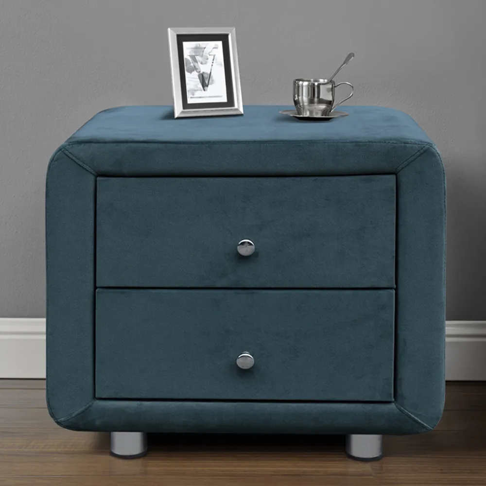 Brooklyn Double Bedroom Furniture Set - Blue, Velvet