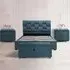 Brooklyn Double Bedroom Furniture Set - Blue, Velvet