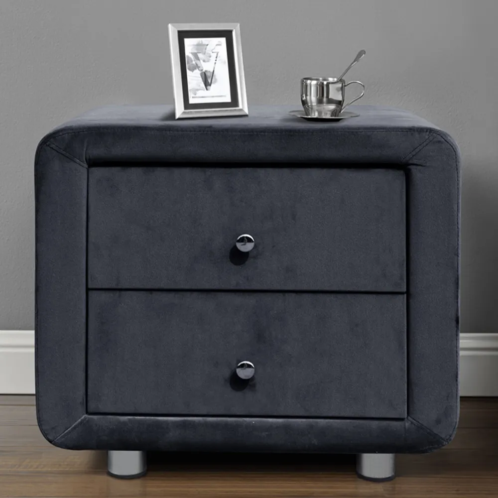 Brooklyn Double Bedroom Set with Storage - Grey, Velvet