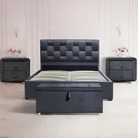 Brooklyn Double Bedroom Set with Storage - Grey, Velvet