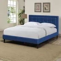 Brooklyn Double Buttoned Headboard Bed Frame - Blue