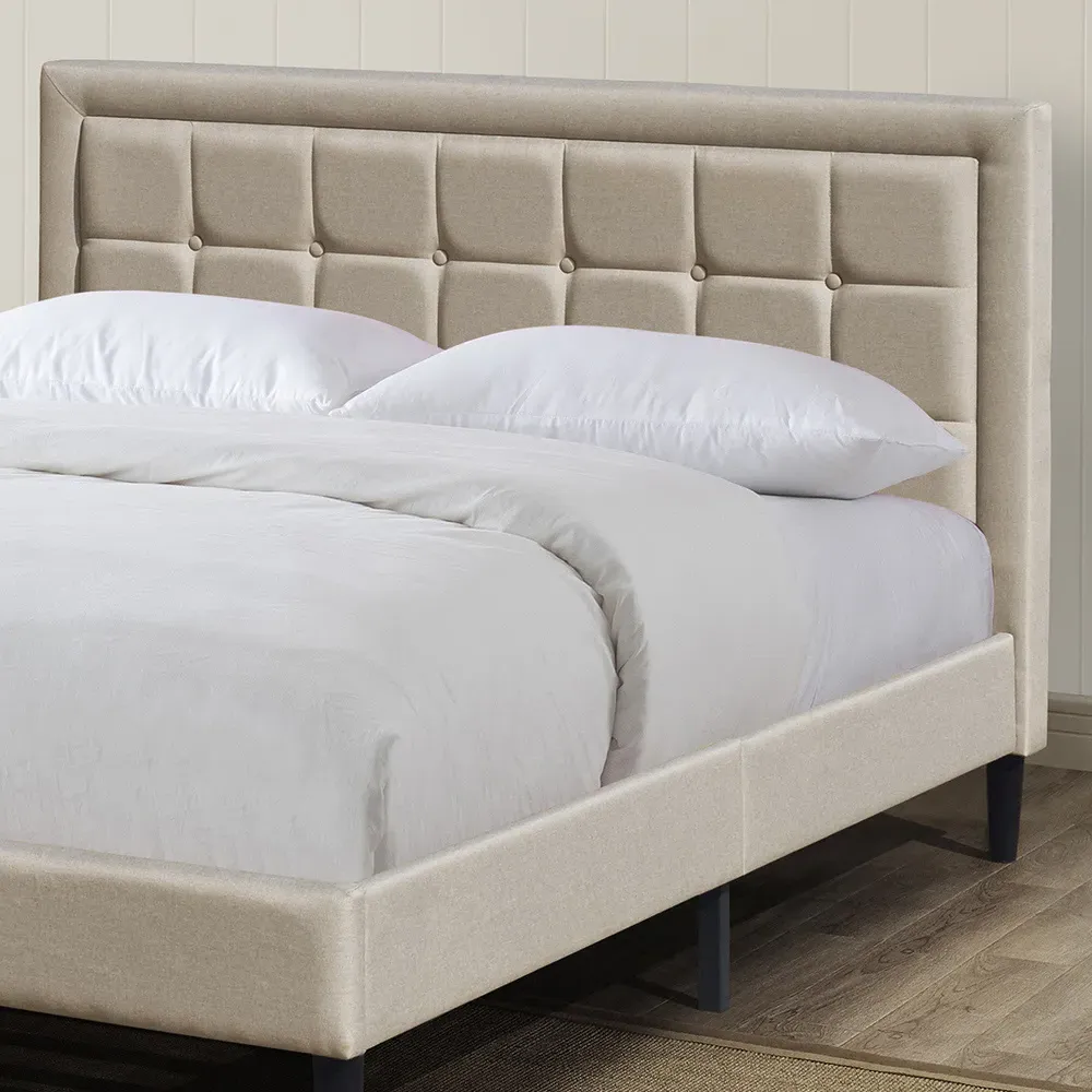 Brooklyn Double Buttoned Headboard Bed Frame - Grey
