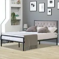 Brooklyn Double Metal Bed Frame - Black, Velvet