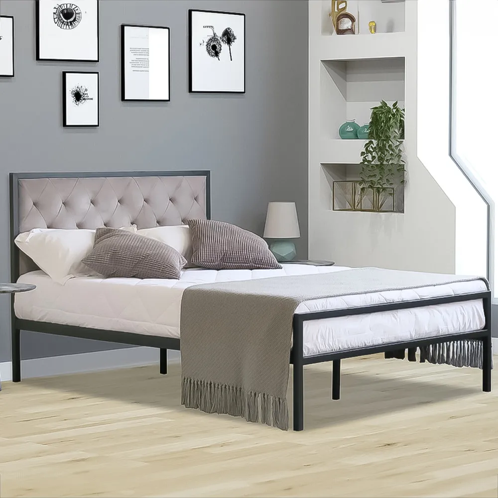 Brooklyn Double Metal Bed Frame - Black, Velvet image