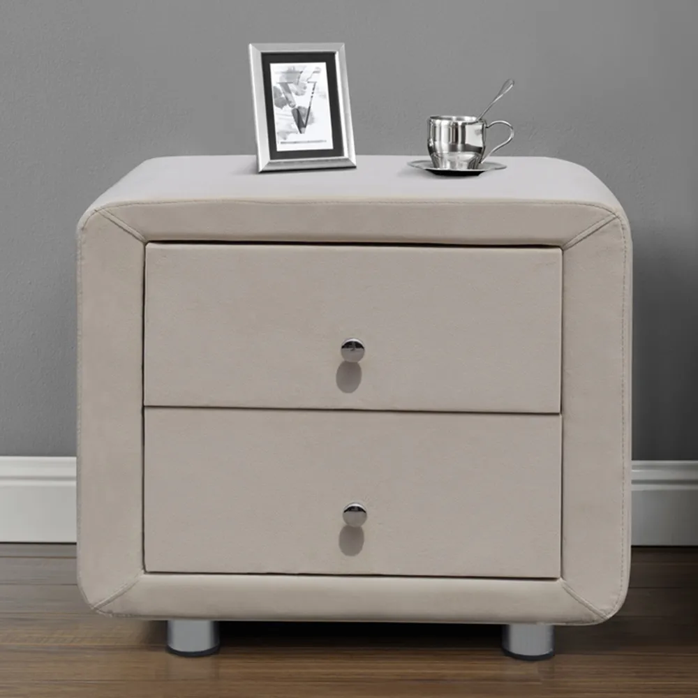 Brooklyn Double Ottoman Bed with Bedside Tables - Cream, Velvet