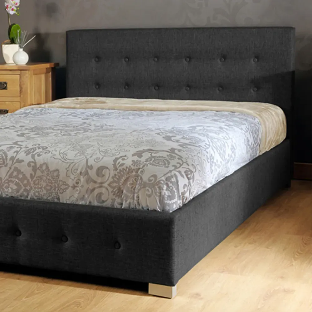 Brooklyn Double Ottoman Bed with Storage - Black, Fabric
