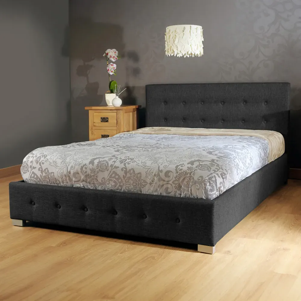 Brooklyn Double Ottoman Bed with Storage - Black, Fabric image