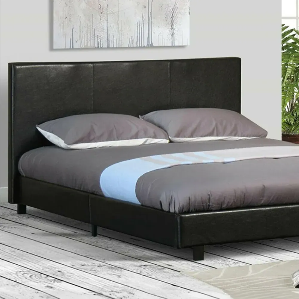 Brooklyn Double Ottoman Bed with Storage - Black, Faux Leather