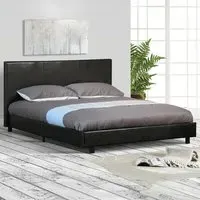 Brooklyn Double Ottoman Bed with Storage - Black, Faux Leather