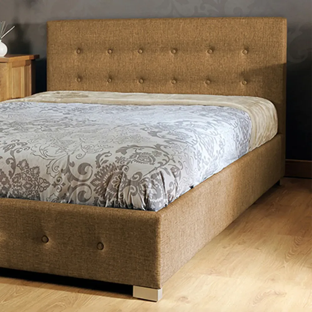 Brooklyn Double Ottoman Bed with Storage - Brown, Fabric