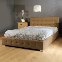 Brooklyn Double Ottoman Bed with Storage - Brown, Fabric