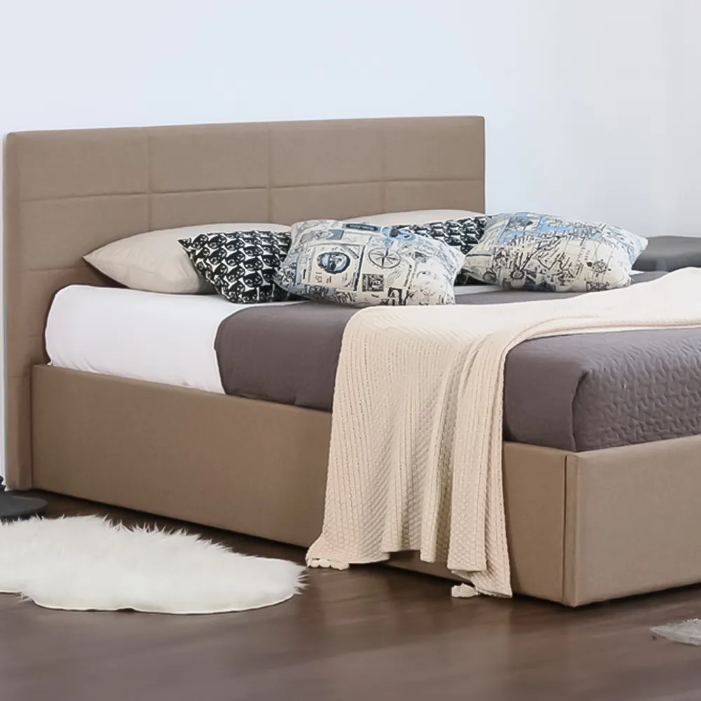 Brooklyn Double Ottoman Bed with Storage - Brown, Fabric