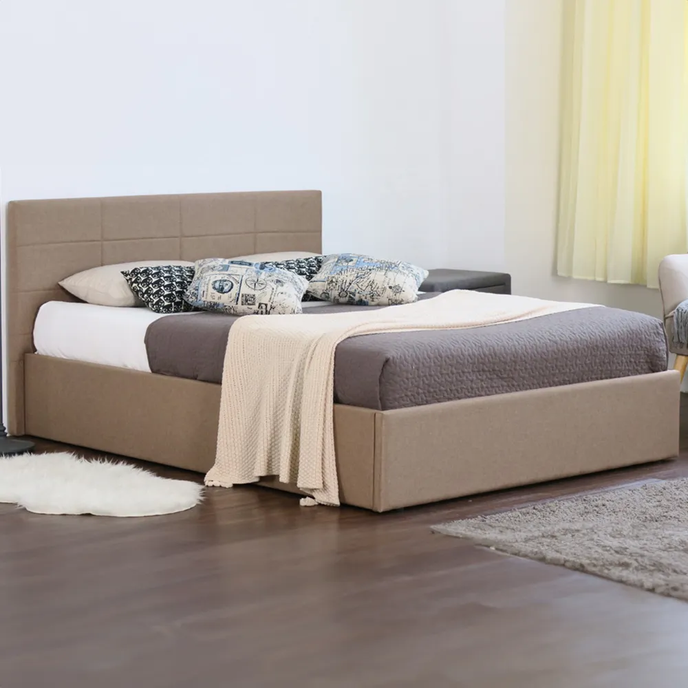 Brooklyn Double Ottoman Bed with Storage - Brown, Fabric