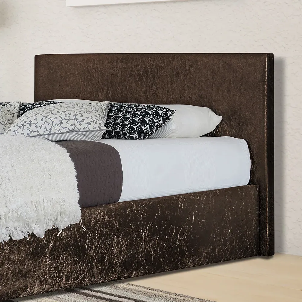 Brooklyn Double Ottoman Bed with Storage - Brown, Velvet