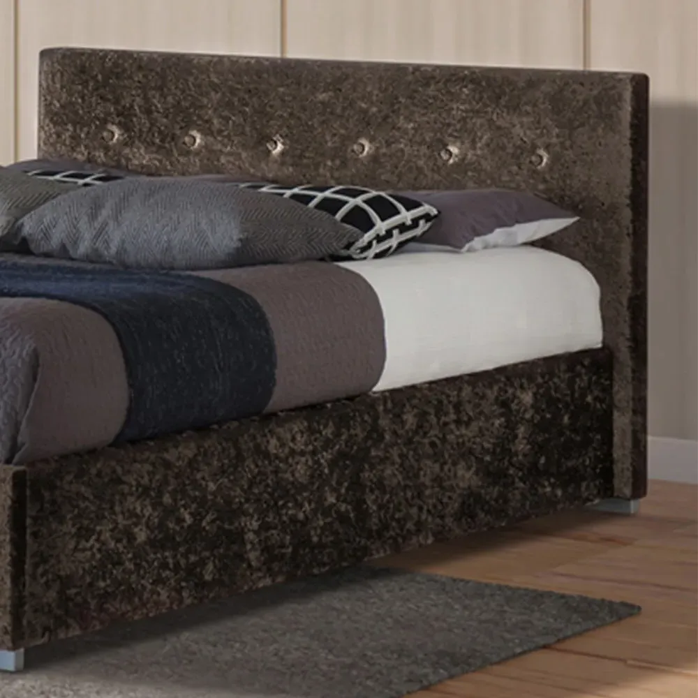 Brooklyn Double Ottoman Bed with Storage - Brown, Velvet