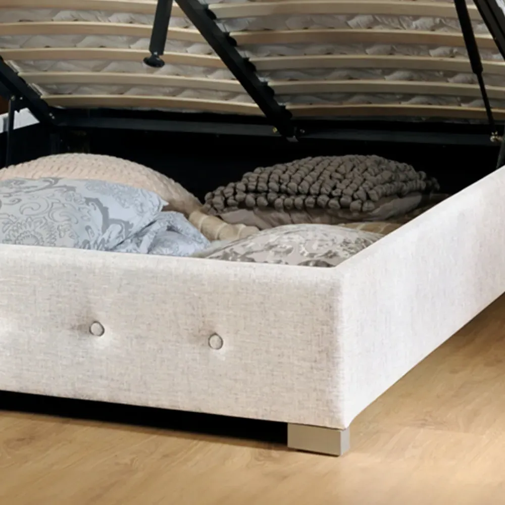 Brooklyn Double Ottoman Bed with Storage - Cream, Fabric