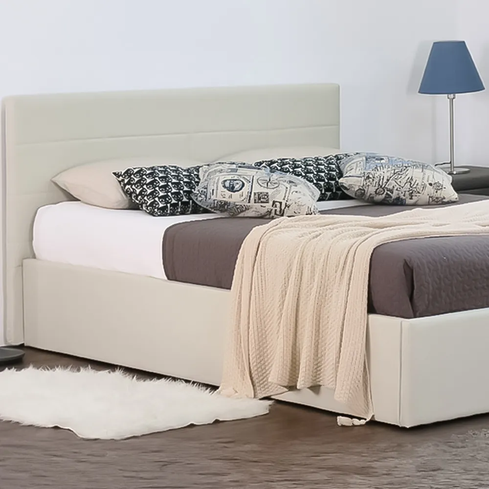 Brooklyn Double Ottoman Bed with Storage - Cream, Fabric