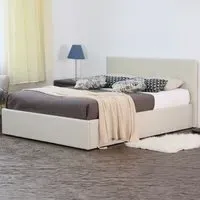 Brooklyn Double Ottoman Bed with Storage - Cream, Fabric