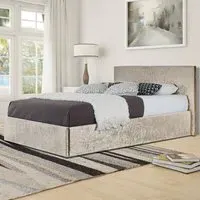 Brooklyn Double Ottoman Bed with Storage - Cream, Velvet