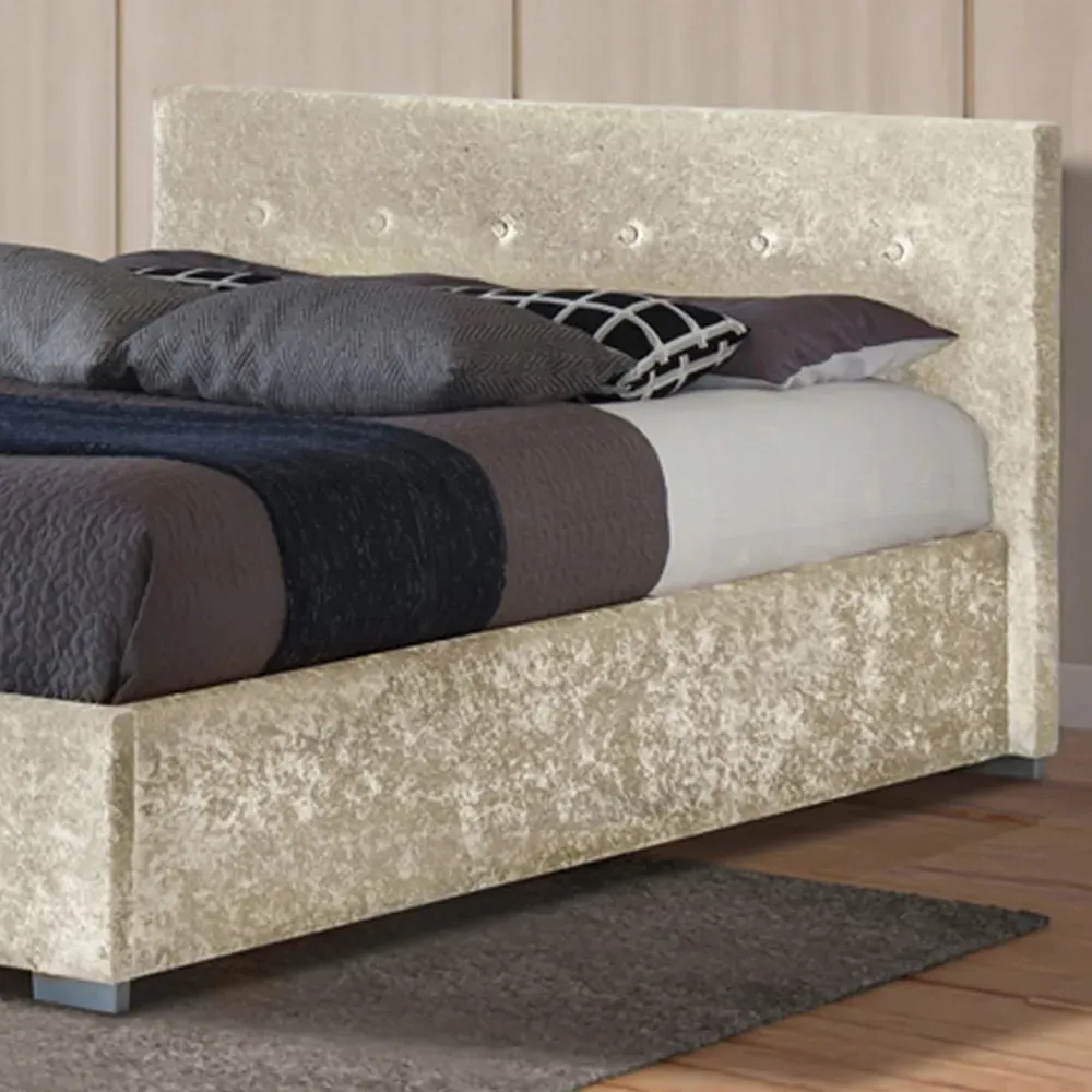 Brooklyn Double Ottoman Bed with Storage - Cream, Velvet