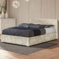 Brooklyn Double Ottoman Bed with Storage - Cream, Velvet