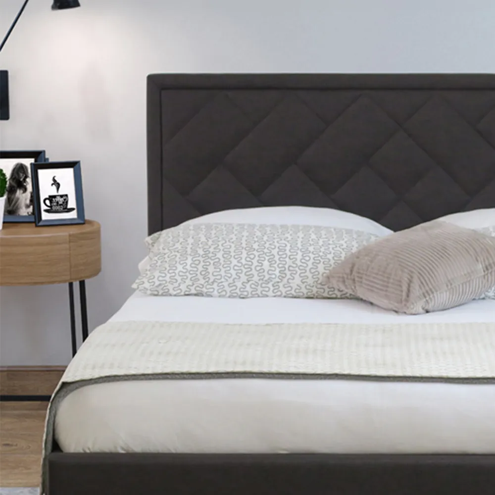 Brooklyn Double Ottoman Bed with Storage - Dark Grey, Fabric