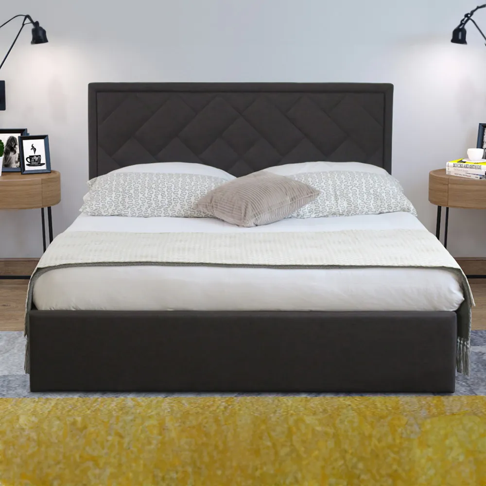 Brooklyn Double Ottoman Bed with Storage - Dark Grey, Fabric
