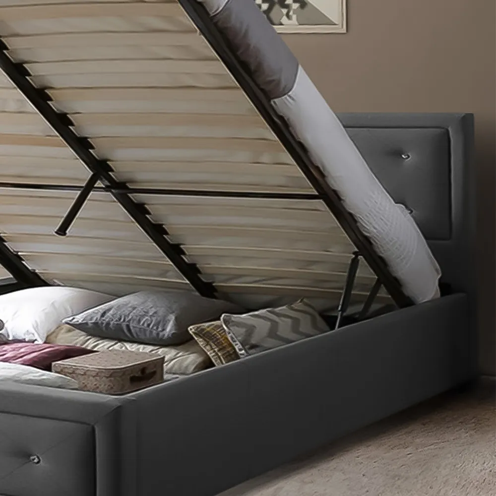 Brooklyn Double Ottoman Bed with Storage - Grey, Fabric