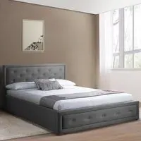 Brooklyn Double Ottoman Bed with Storage - Grey, Fabric