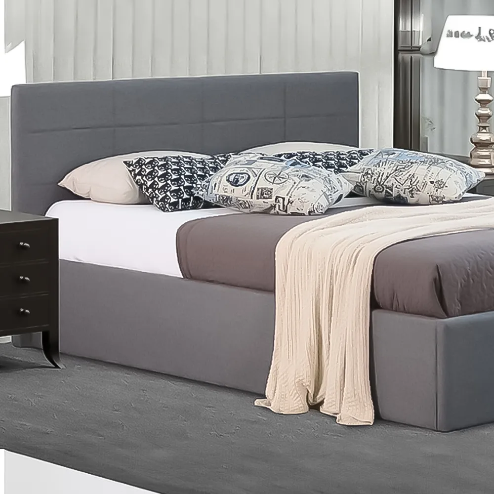Brooklyn Double Ottoman Bed with Storage - Grey, Fabric