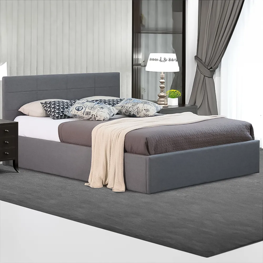 Brooklyn Double Ottoman Bed with Storage - Grey, Fabric