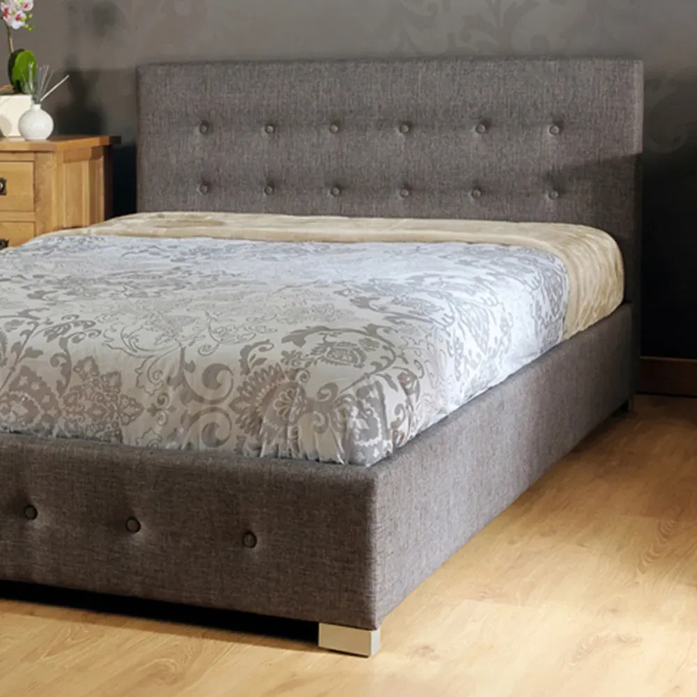 Brooklyn Double Ottoman Bed with Storage - Grey, Fabric