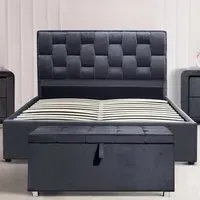 Brooklyn Double Ottoman Bed with Storage - Grey, Velvet