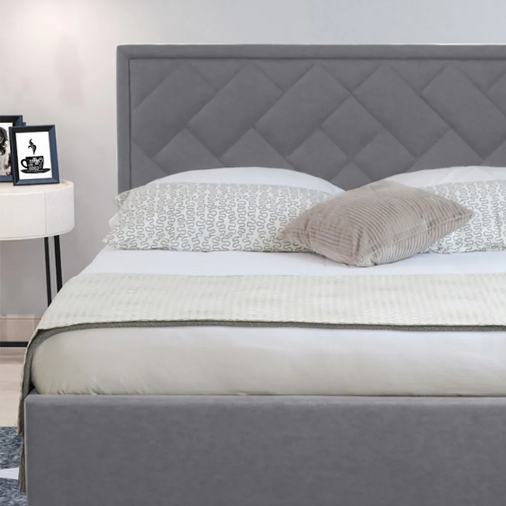 Brooklyn Double Ottoman Bed with Storage - Light Grey, Fabric