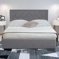 Brooklyn Double Ottoman Bed with Storage - Light Grey, Fabric