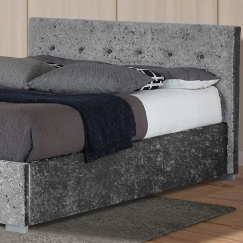 Brooklyn Double Ottoman Bed with Storage - Silver, Velvet
