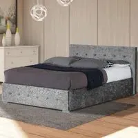 Brooklyn Double Ottoman Bed with Storage - Silver, Velvet