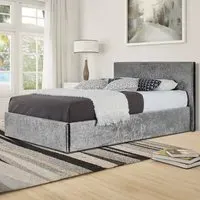 Brooklyn Double Ottoman Bed with Storage - Silver, Velvet