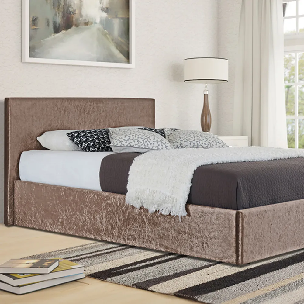 Brooklyn Double Ottoman Bed with Storage - Truffle, Velvet