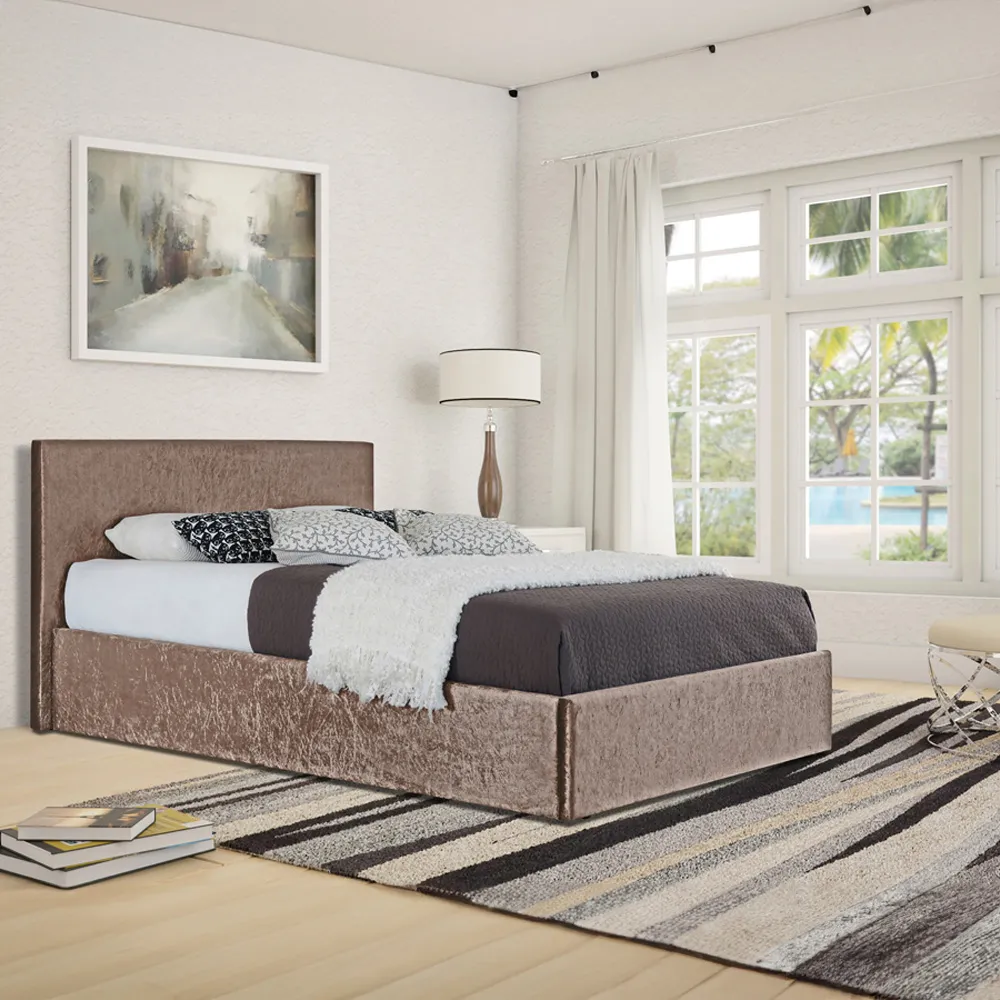 Brooklyn Double Ottoman Bed with Storage - Truffle, Velvet