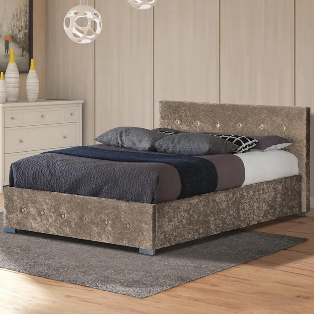 Brooklyn Double Ottoman Bed with Storage - Truffle, Velvet