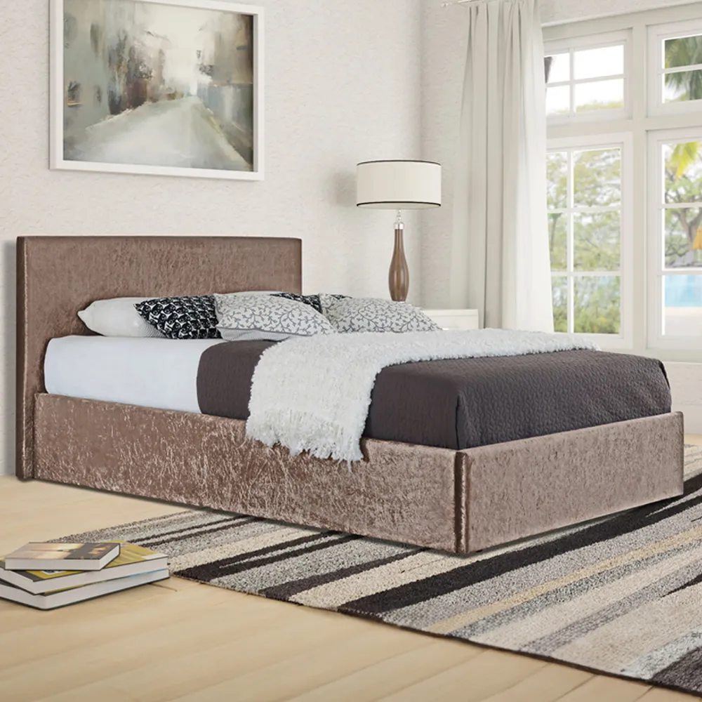 Brooklyn Double Ottoman Bed with Storage - Truffle, Velvet image