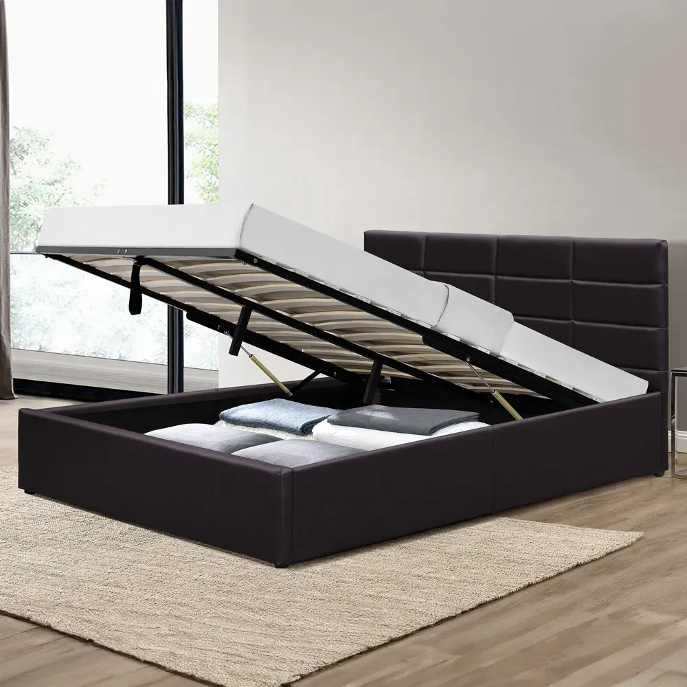 Brooklyn Double Ottoman Storage Bed - Brown, Faux Leather image