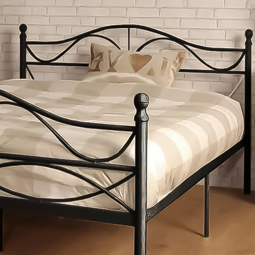 Brooklyn Double Scroll Effect Metal Bed Frame - Black