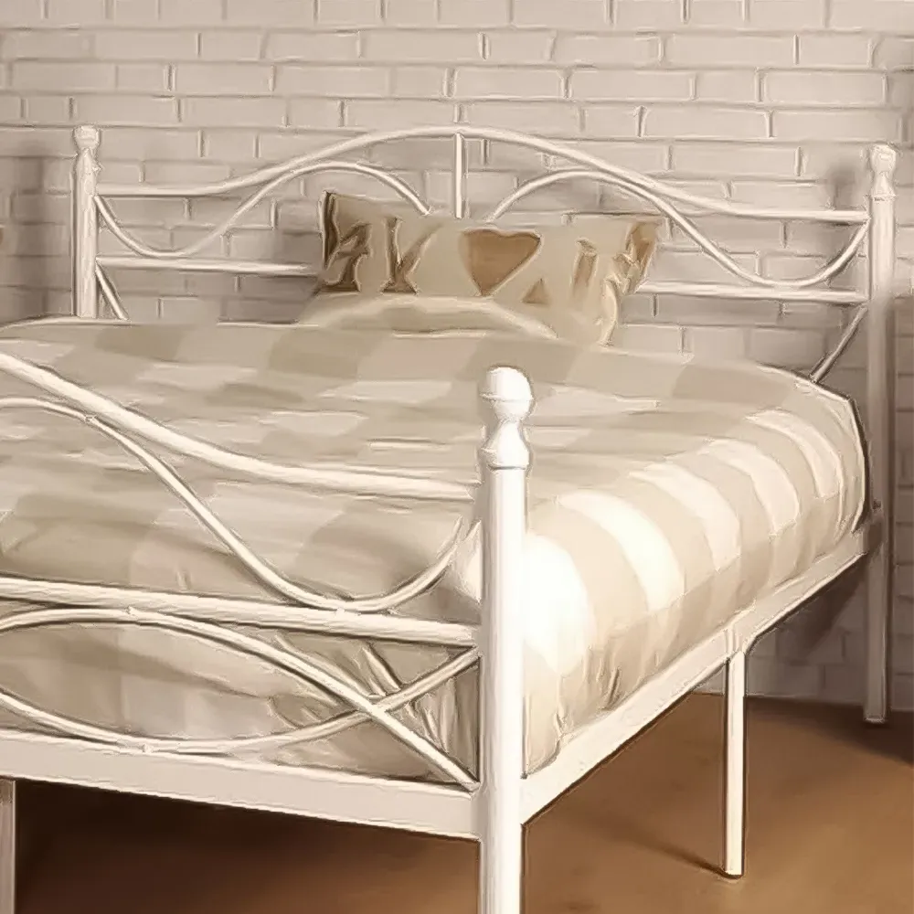 Brooklyn Double Scroll Effect Metal Bed Frame - White