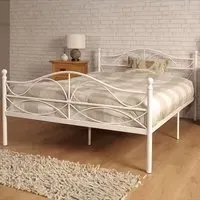 Brooklyn Double Scroll Effect Metal Bed Frame - White