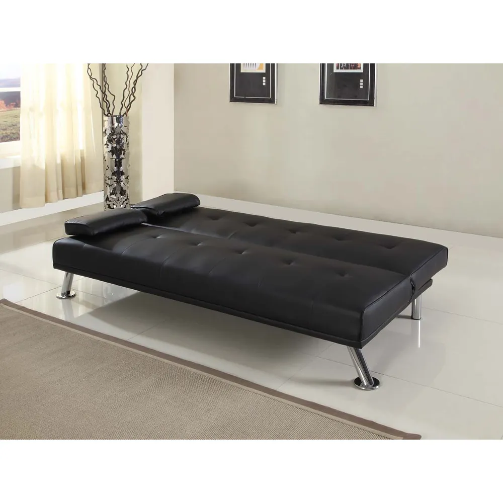 Brooklyn Double Sleeper Sofa Bed with Click-Clack - Black, Faux Leather