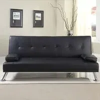 Brooklyn Double Sleeper Sofa Bed with Click-Clack - Black, Faux Leather