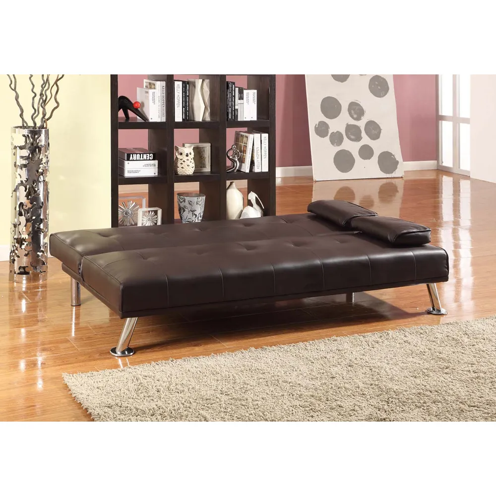 Brooklyn Double Sleeper Sofa Bed with Click-Clack - Brown, Faux Leather